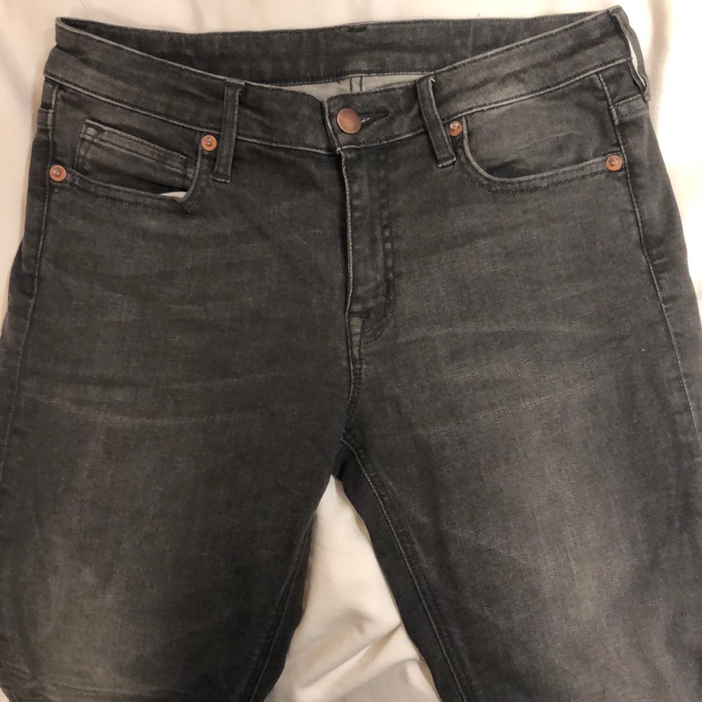 Muji distressed grey wash skinny jeans